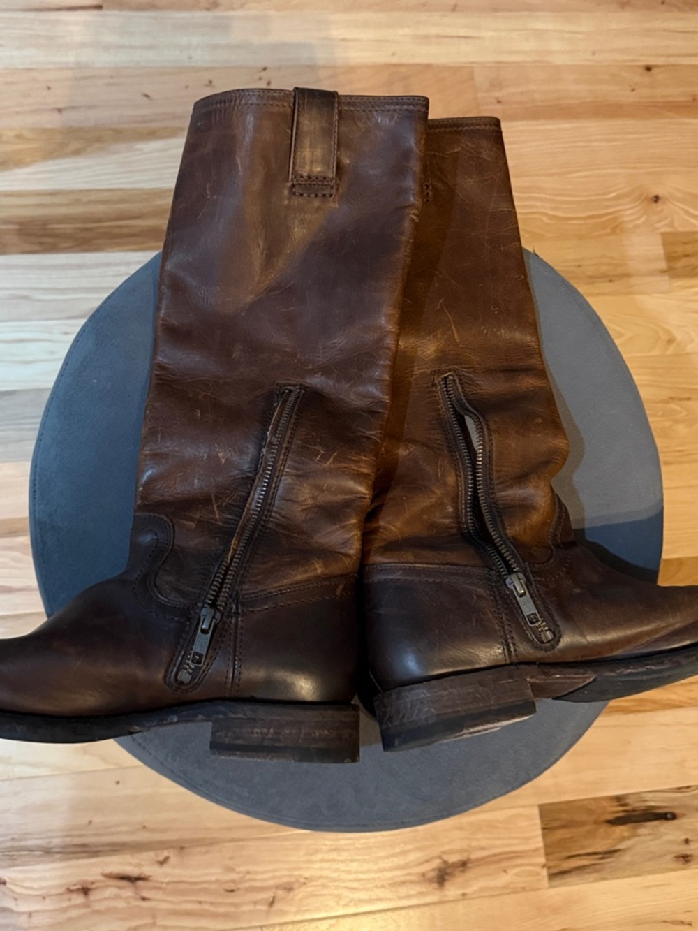 Women’s Frye Brown Leather Tall Riding Boots Size 8 3476414 - Picture 3 of 8